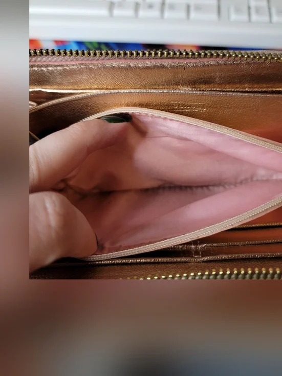 Coach Signature Long Wallet Total Pattern Canvas Beige And Rose Gold - Picture 6 of 14